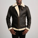 Francis B-3 Brown & Cream Leather Bomber Jacket