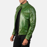 Gatsby Green Leather Biker Jacket
