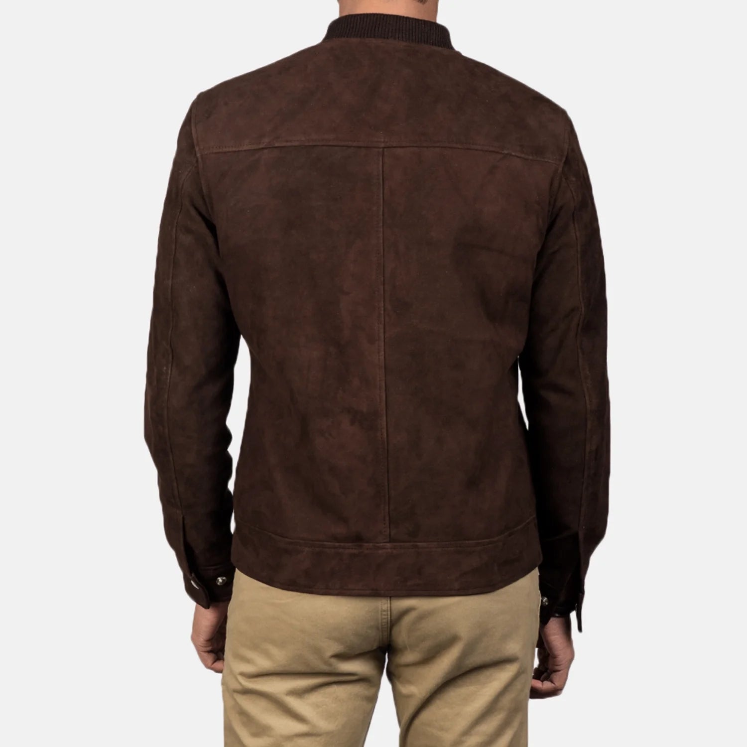 Men's Blain Mocha Suede Bomber Jacket: Premium Goatskin Leather, Classic Style, Durable